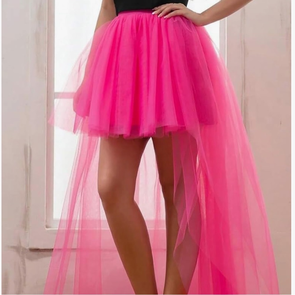 Hot pink tulle skirt high low style costume party 80s prom